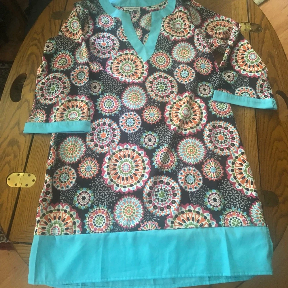 Retro-Style Dress Tunic ~ Navy Mandala Pattern
